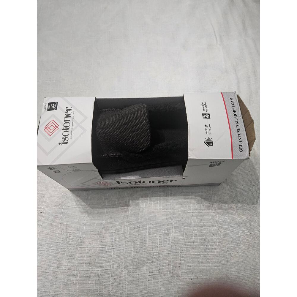 Isotoner Gel Infused Memory Foam Slippers Black Size L  9.5-10.5